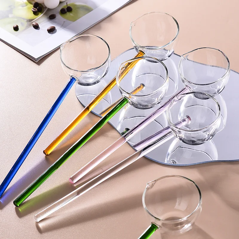 Creative Transparent Glass Spoon, High Temperature Resistant, Colorful Long Handle, Soup Ladle, Household Kitchen Spoons