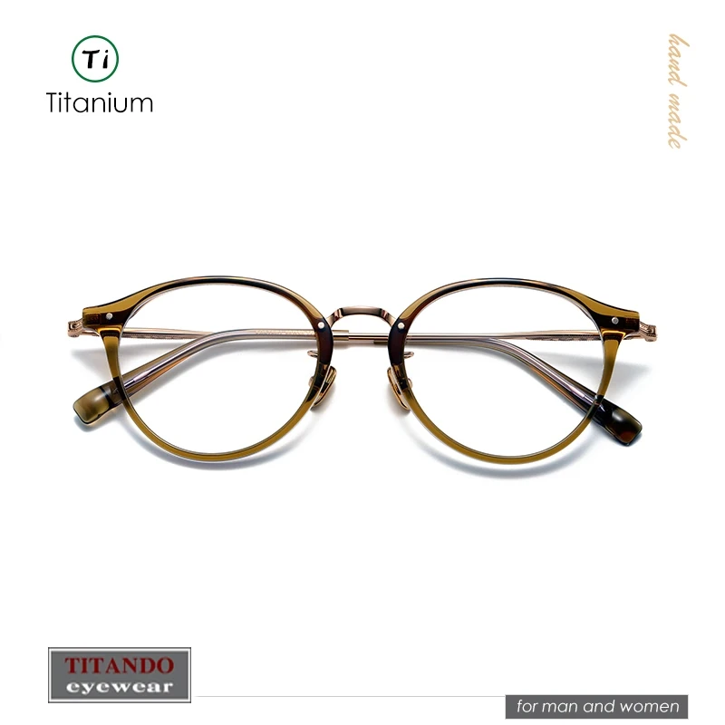 Japanese Retro Boston-Shaped  Frame Optical eyelasses Titanium and Acetate  Combination Frame for Men Women EYEVAN Design acosta