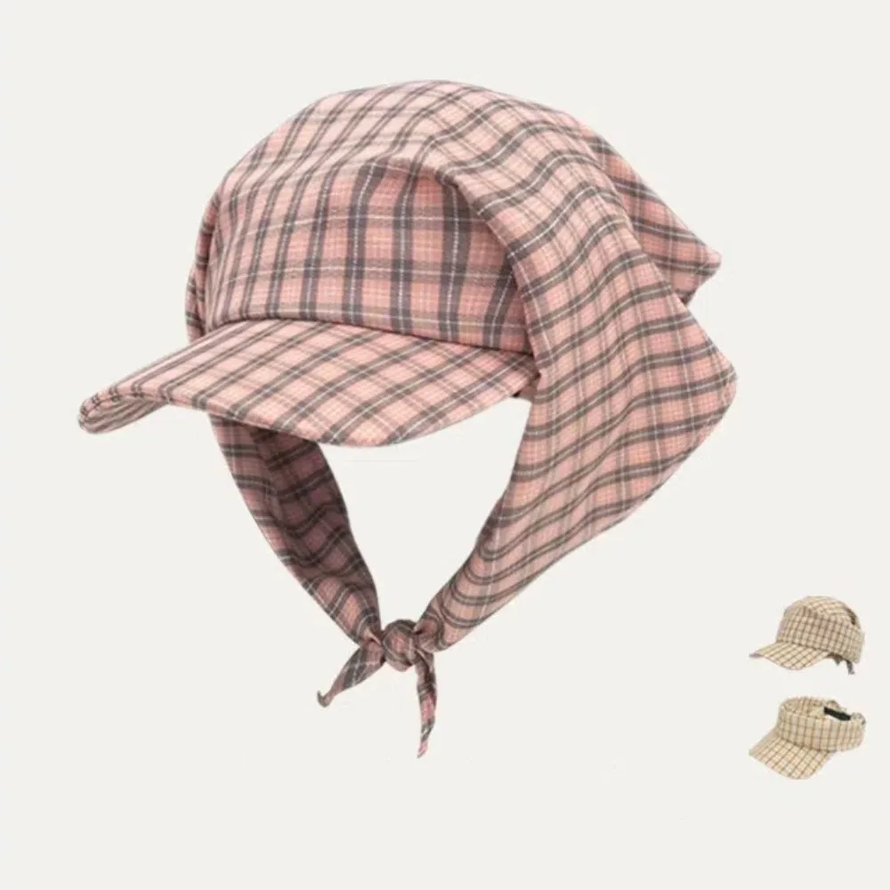 Topi Jilbab Tali Kotak-kotak Baru Topi Bisbol Dapat Disesuaikan Perlindungan UV Topi Matahari Sejuk Musim Panas