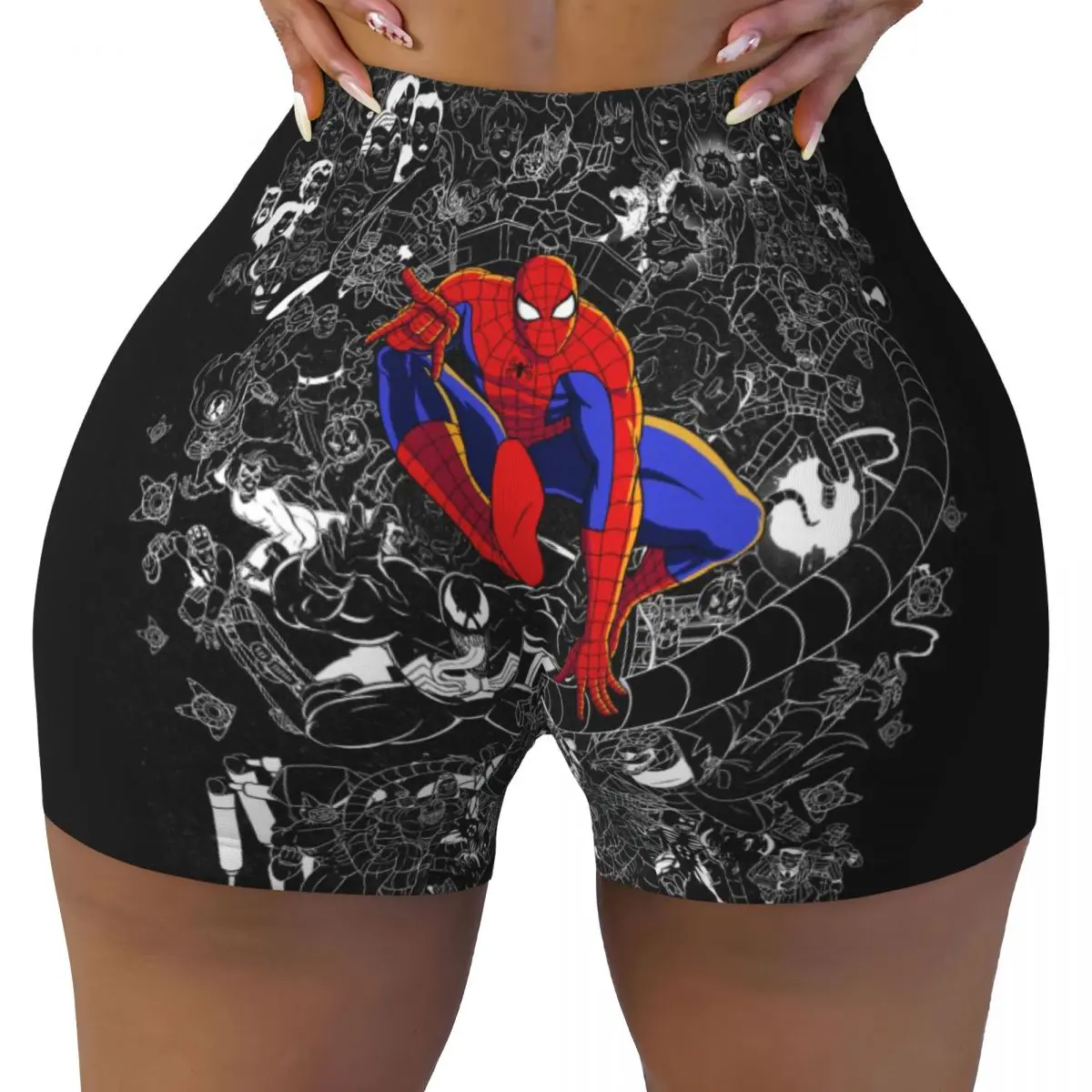 Custom Spider-Man The Animated Series Workout Running Volleyball Shorts Women Gym Yoga Shorts