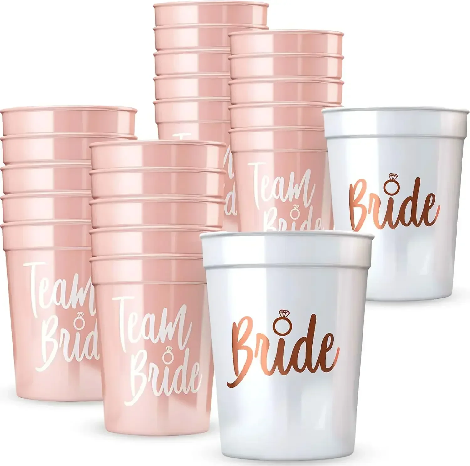 Team Bride Bachelorette Cups - Reusable 16 oz Bridesmaid Party Decorations & Favors for Bride Tribe Gifts Party Wedding Supplies