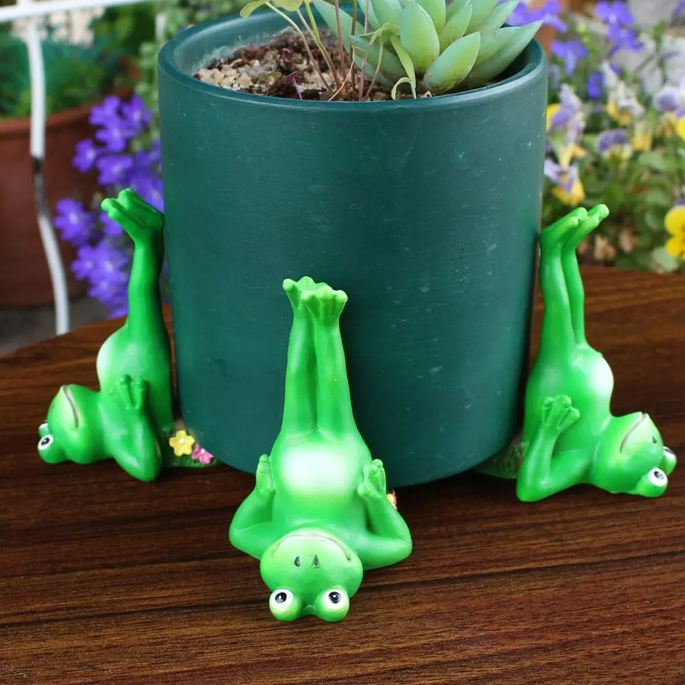 

3Pcs Resin Handstand Frog Planter Pot Feet Miniature Decorative Frog Figurines Planter Cute Inverted Animal Ornaments