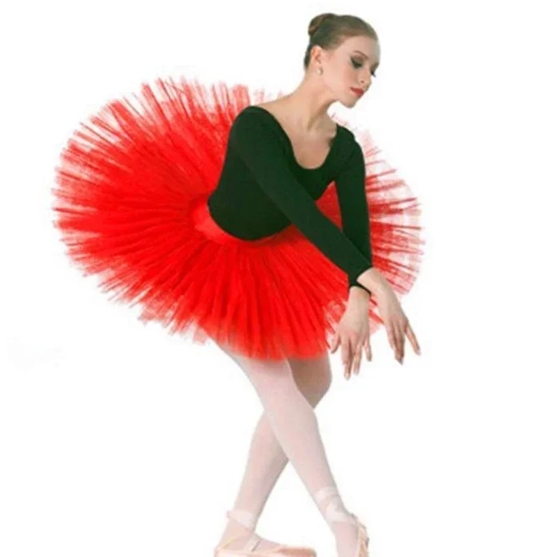 Tutú de plataforma profesional para mujer, traje de baile de Ballet negro, blanco y rojo, falda de baile de Ballet para adultos con ropa interior