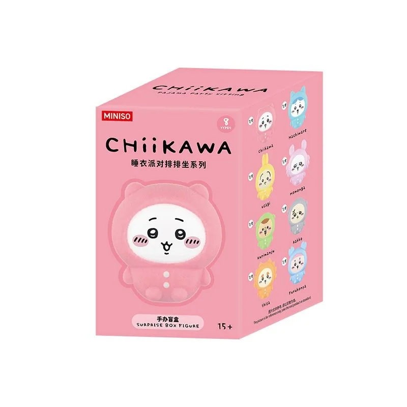 دمية MINISO Chiikawa Pajama Party Usagi مصنوعة يدويًا من القطيفة من الجلوس في سلسلة صف رائعة لمحبي Chiikawa