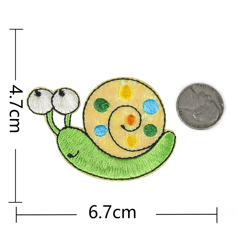 1 PCS Snails Embroidered Applique Cartoon Patch for T-shirt Iron on Patches for Kid Clothes Animal Badges Cartoon Insect Sticker