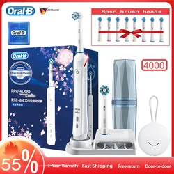 Oral B Pro 4000 Ultrasonic Toothbrush 3D Action Visible Pressure Monitor Electromagnetic Induction Charging Electric Toothbrush