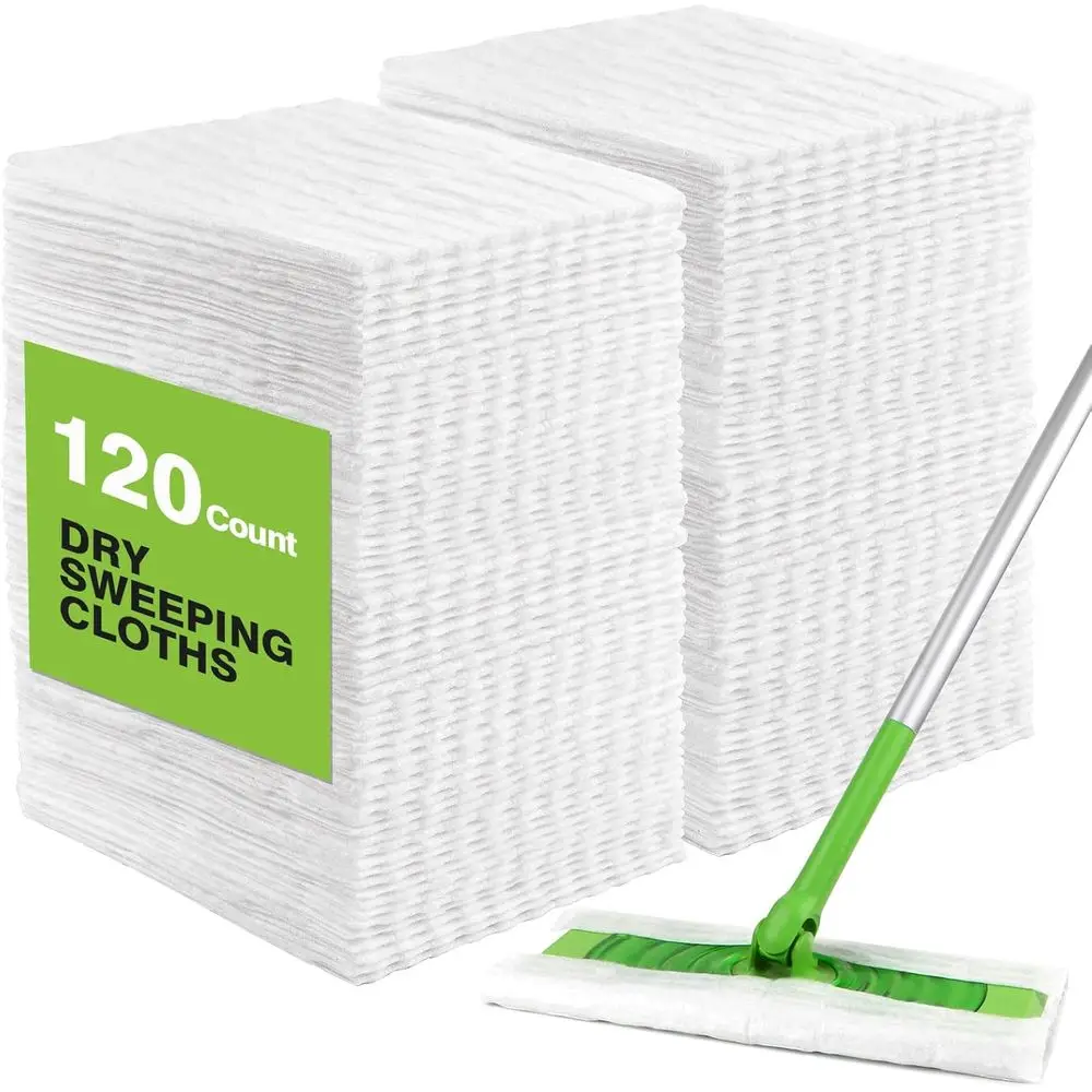 

Disposable Duster Refills, 120 Pack, 8 x 10.4 Floor Cleaning Pads for Mop