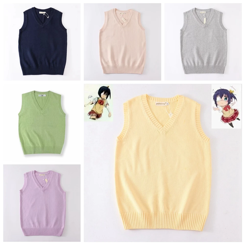 

Briti College Sle JK orm Cos Six Flower Multicolored Sweater Vest ex Autumn Winter Knittedwear Versatile Cotton V...