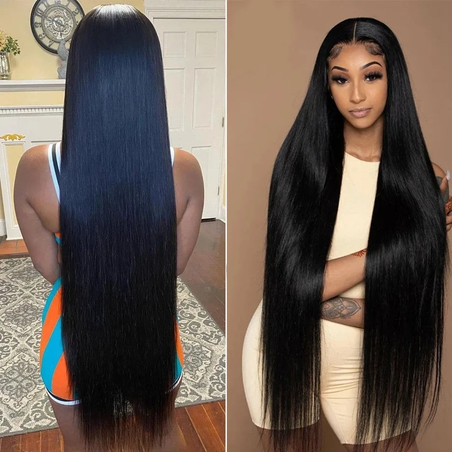 Brazilian 30 38 Inch 180 Density Frontal Wig For Black Women Wigs Human Hair 13x6 Bone Straight HD Transparent Lace Front Wigs