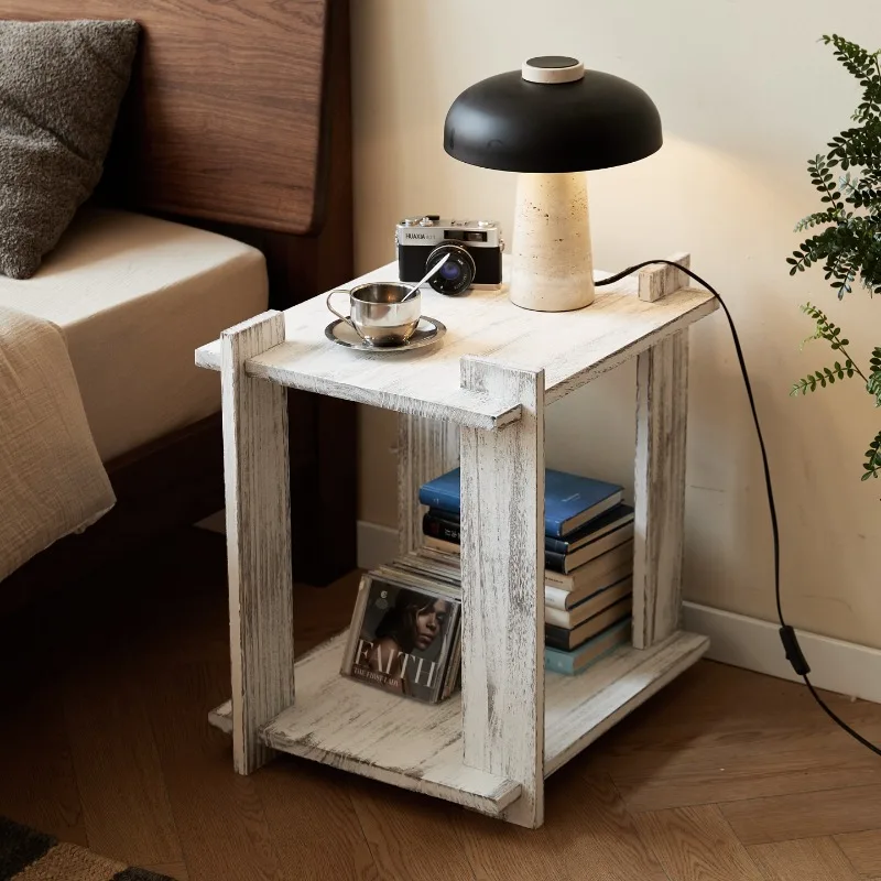 

Solid wood bedside table household bedroom simple creative shelf bedside table replacement