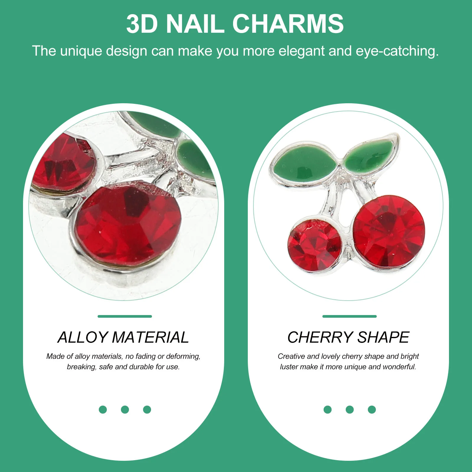 

36 pcs Nail Jewelry Cherry Shape Alloy Decor Rhinestones for Nails Fruit 3d Charms Nail Art Home Professional Manicure Christmas