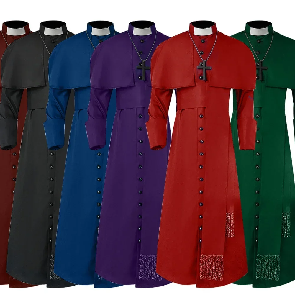 

Medieval Priest Costume Catholic Church Religious Roman Soutane Pope Pastor Father Costumes Mass Missionary Robe Clergy Cassock