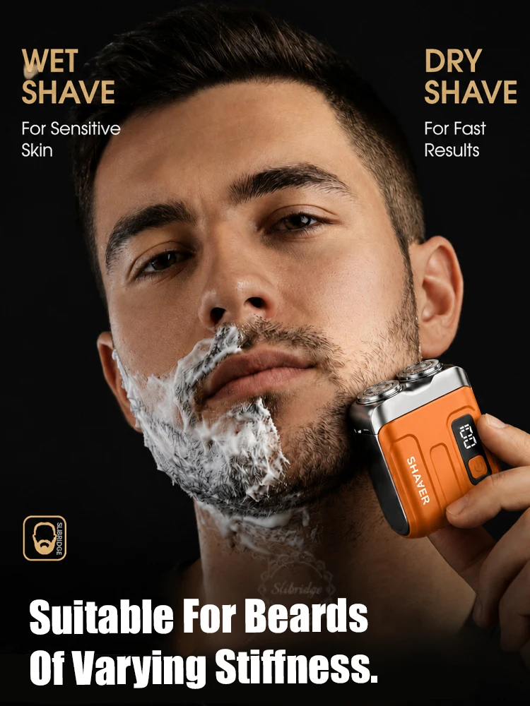 Portable Electric Shaver,Beard,For Men Pocket Razor Usb-C Rechargeable Waterproof Dual Blade Mini Beard Shaver