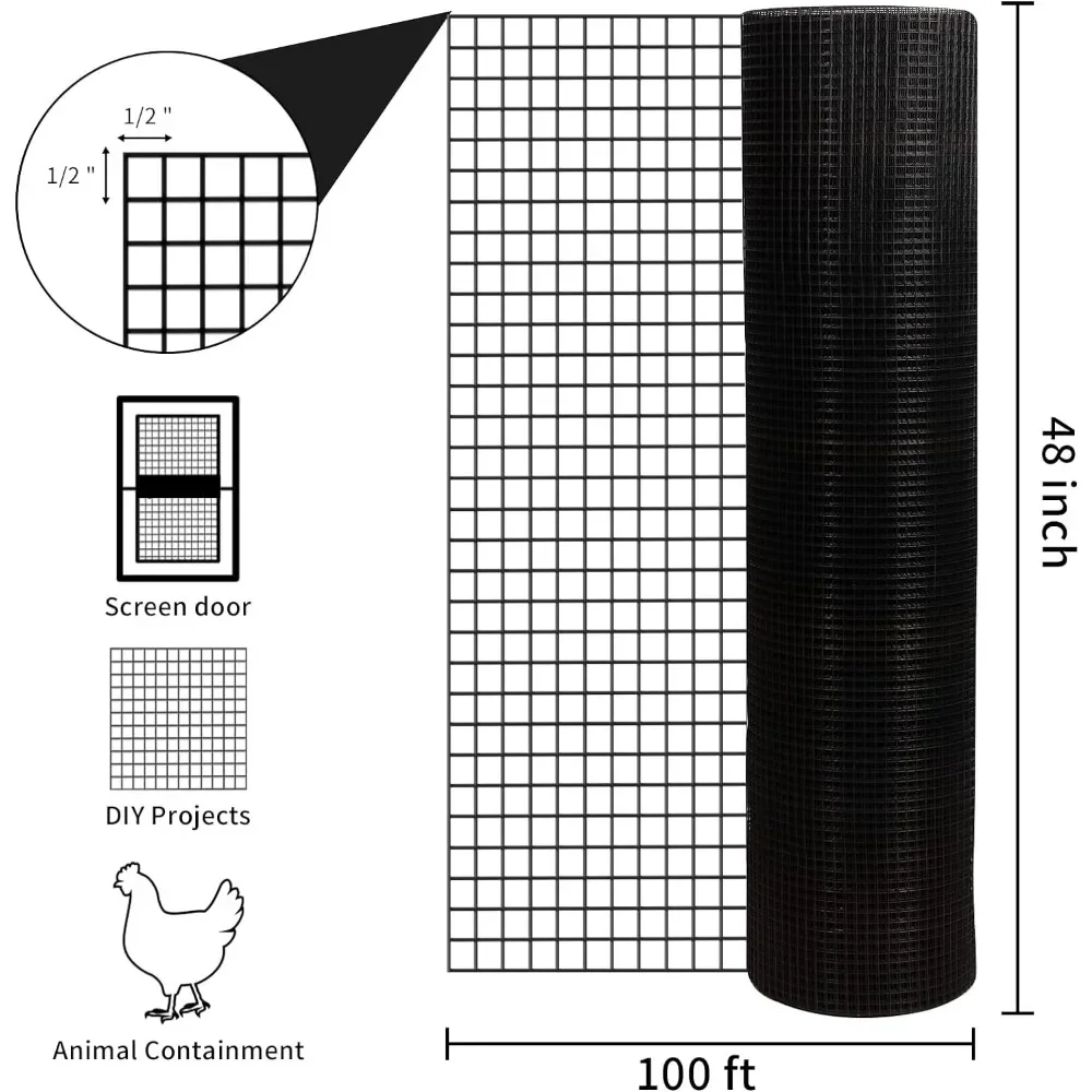 Imagem -03 - Pvc Revestido de Arame para Esgrima Hardware Pano Vinil Preto Revestido Cerca 16 Calibre Chain Link 48 x 100 2