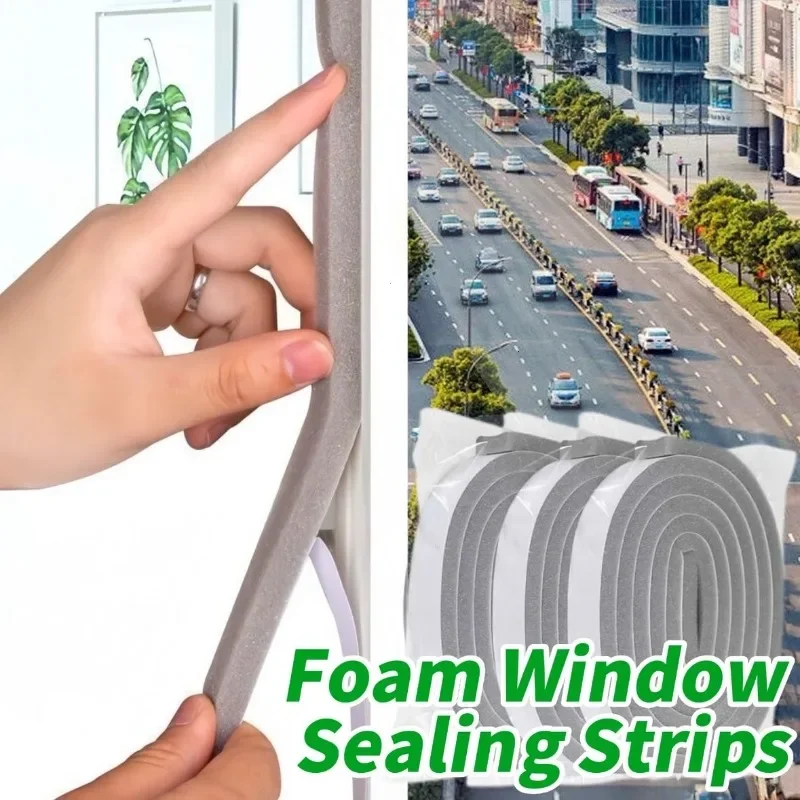 2M Foam Window Sealing Strips Windproof Sound-Proof Door Weather Stripping Dustproof Self-adhesive Tape Door Seam Sealing Strip
