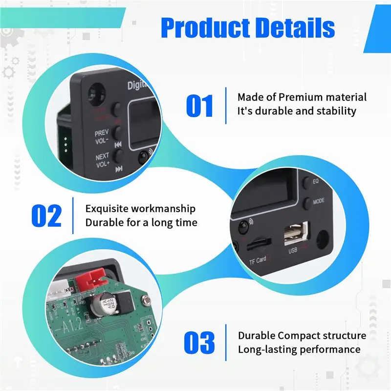 A23F-1 個 Bluetooth モジュールカーオーディオ Mp3 デコーダ Bluetooth Mp3 デコーダパワーアンプボード外部マイク機能