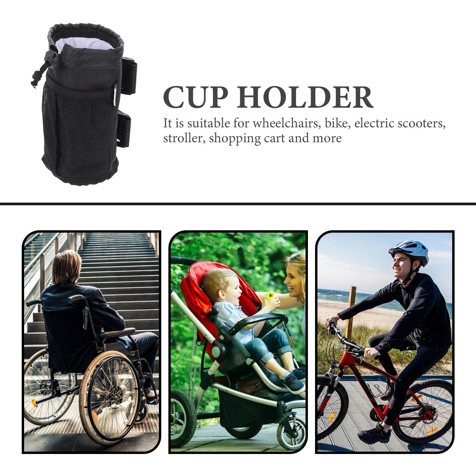 حامل أكواب لعربة الأطفال، منظم زجاجات عالي التحمل لعربة الأطفال، كرسي متحرك، سكوتر كهربائي، قضيب لف متوافق مع عالمي #6