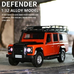 1:32 Land Rover Defender Alloy Car Model Diecasts & Toy Metal Off-Road Vehicles Car Model Simulation Sound Light Gift