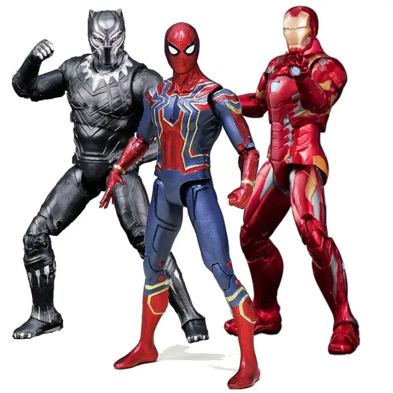 The Avengers Iron Man Spider-Man Capitan America Panther 7 pollici Action Figure Giocattoli per ragazzi Ragazze Regalo Ornamenti da collezione