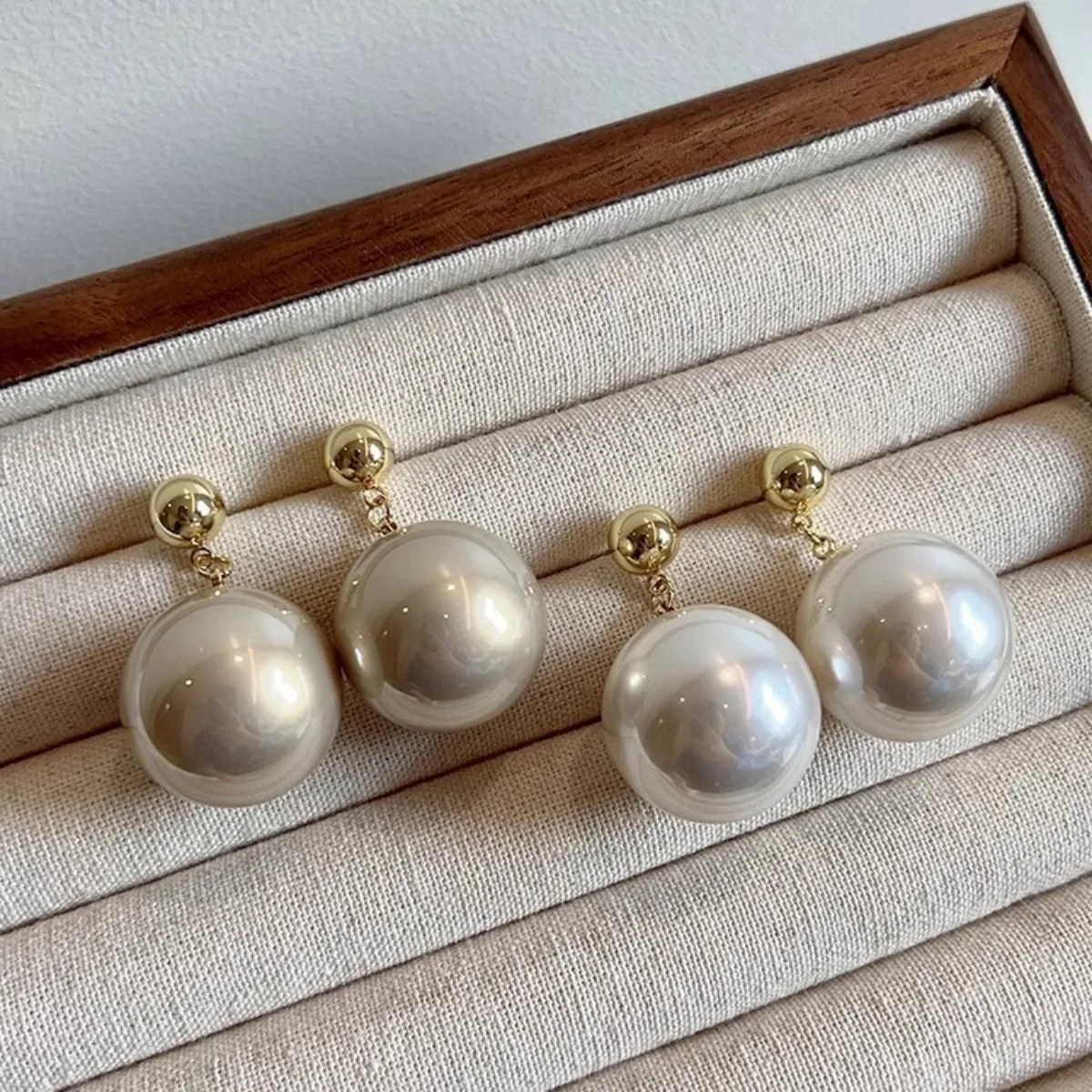 

large pearl drop earrings minimalist elegant trendy lightweight fashion jewelry for women