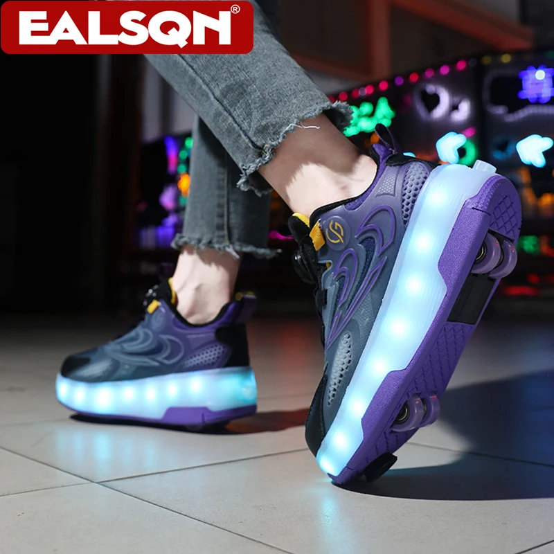 Four Wheels Children's And Teenage Led Light Roller Skate Shoes For Kids Boys Girls Glowing Sports Luminous Sneakers Size 29-40