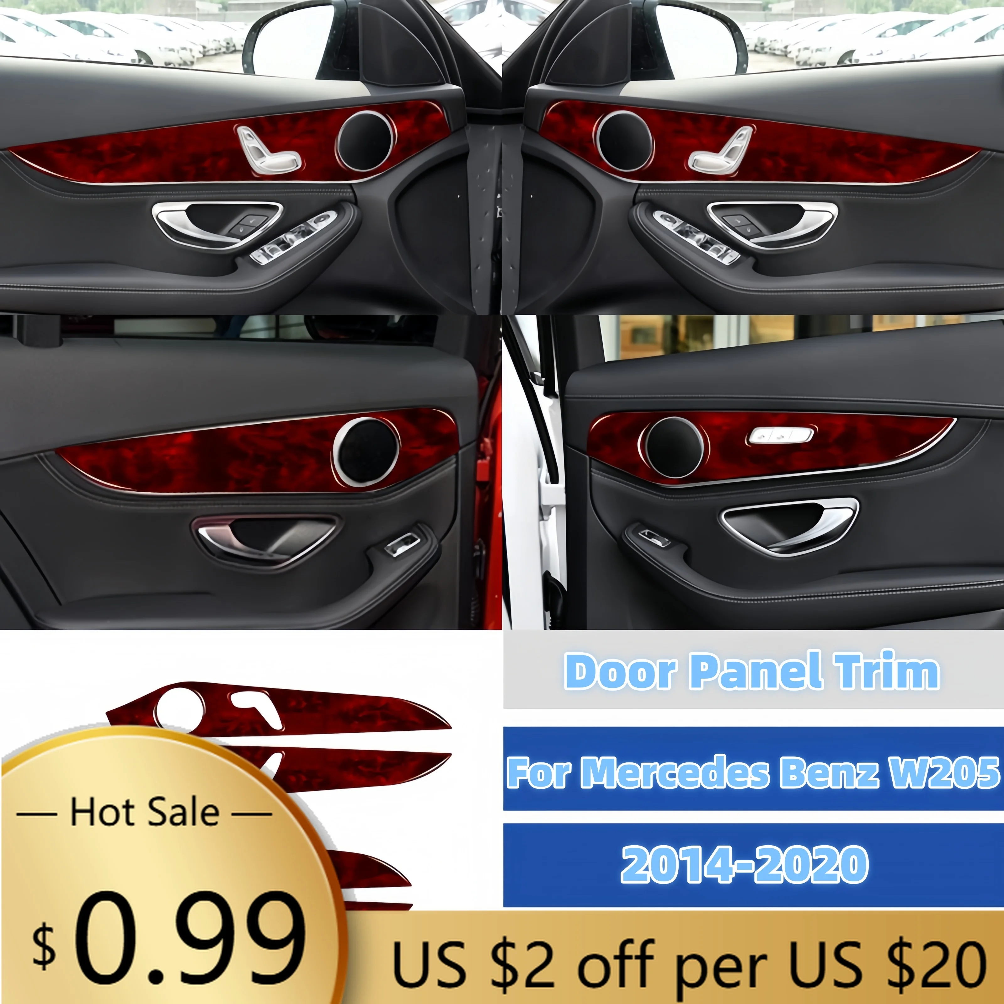 

Steering Covers For Mercedes W205 Benz GLC C Class 2014-2020 Wood Grain Car Interior Door Panel Trim Decorative Sticker Auto T