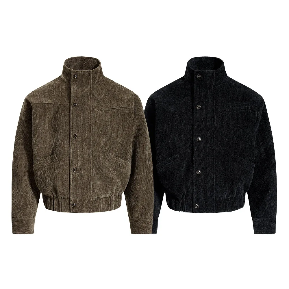 خريف شتاء جديد أزياء الرجال بلون الوقوف طوق كم طويل عارضة العصرية بسيطة الأساسية السترات الذكور الملابس معاطف قمم #5