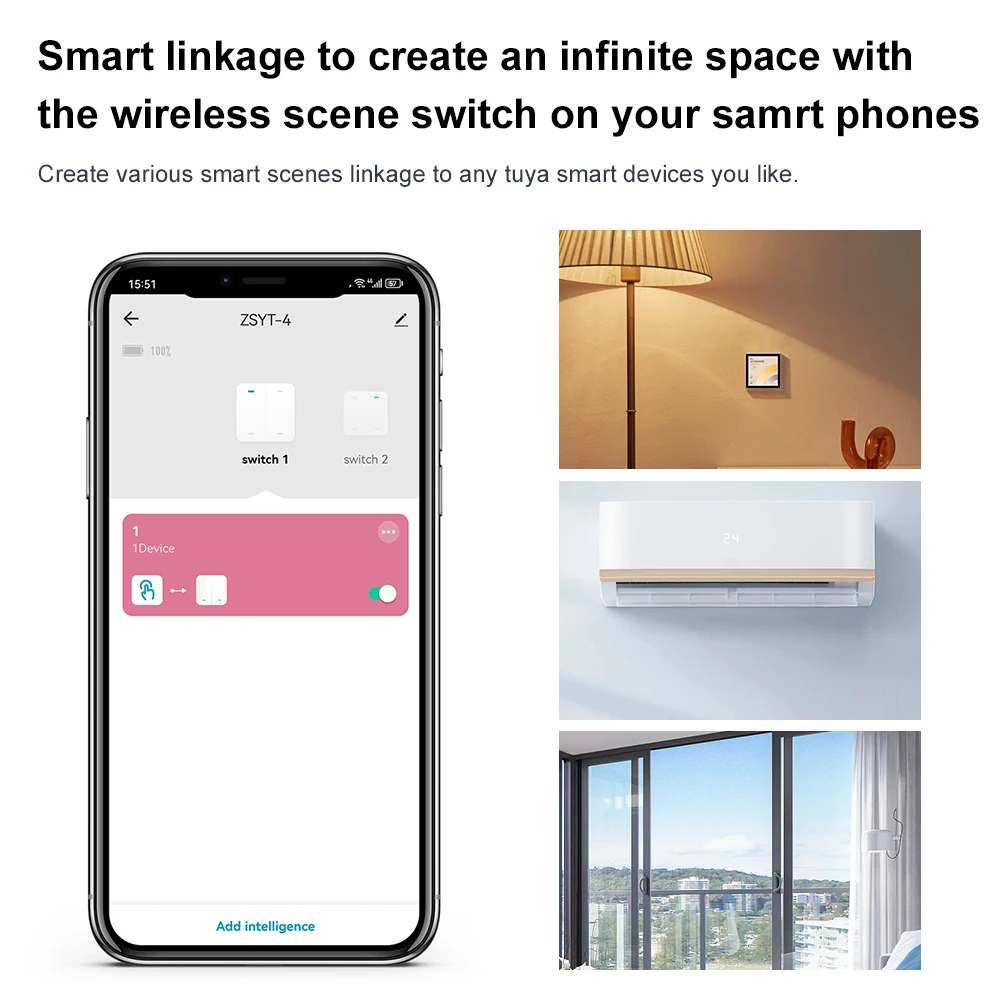 Tuya ZigBee APP Smart Wireless Scene Switch 1/2/3/4-Gang Automation Push Button with Remote Control Smart Home Scene Self-adhesi