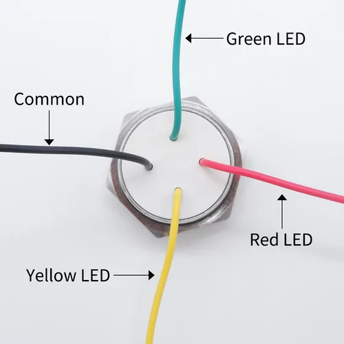Imagen 2 del producto Dos colores tres colores Metal LED luz indicadora de advertencia lámpara piloto con cable 5V 12V 110V 220V rojo verde amarillo