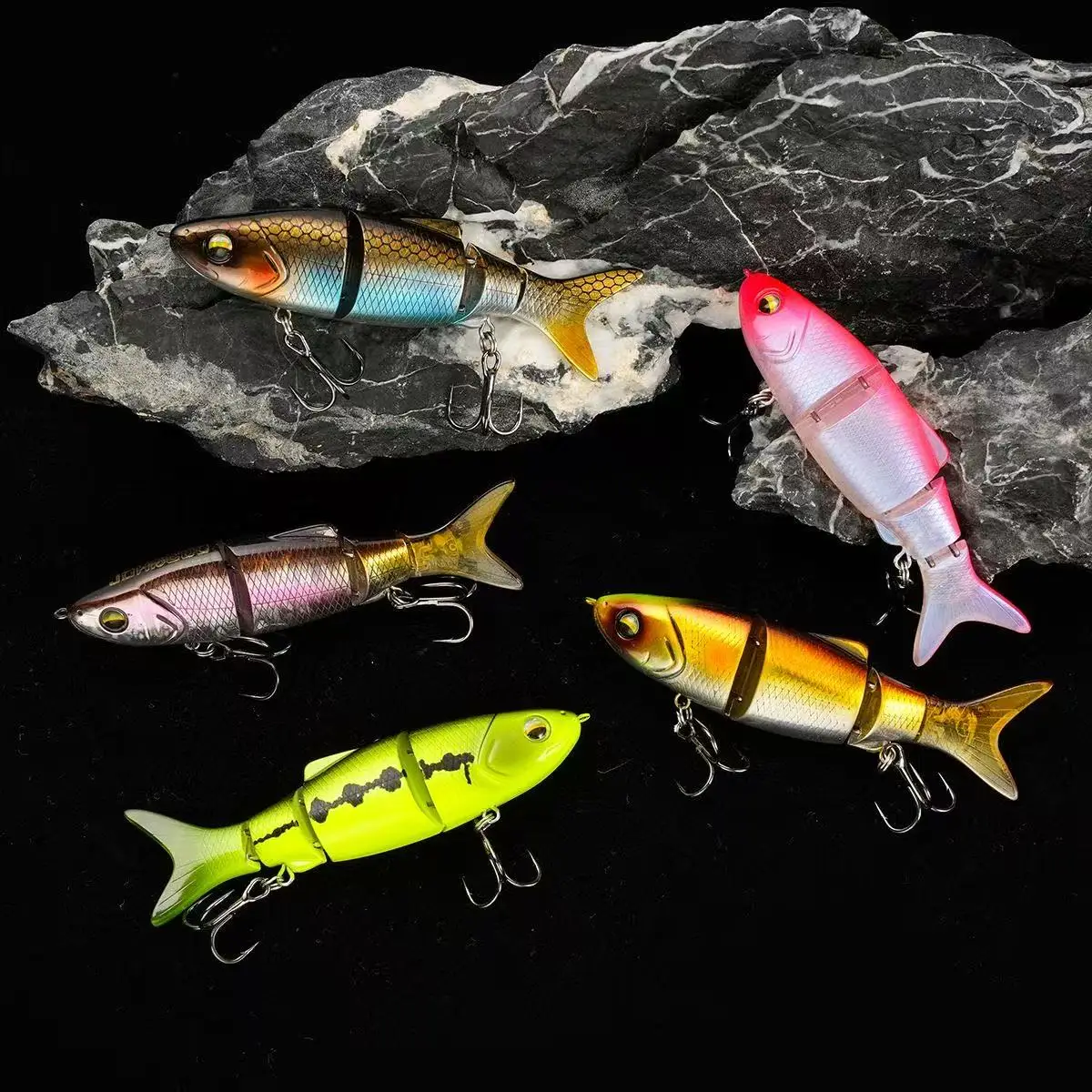 90mm 12g 4-teiliger Mehrteiliger Sinkender Minnow mit Lebensechter Schwimmaktion und Rage-Tail, Harter Angelköder mit Scharfen Dreifachhaken A – Detail 1