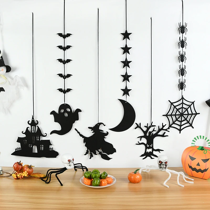 1set Halloween Dekoration Banner Bunting Scary Spinne Geist Fledermaus Hängen Girlande Pull Flagge Anhänger Für Halloween Party Wohnkultur – Detail 8
