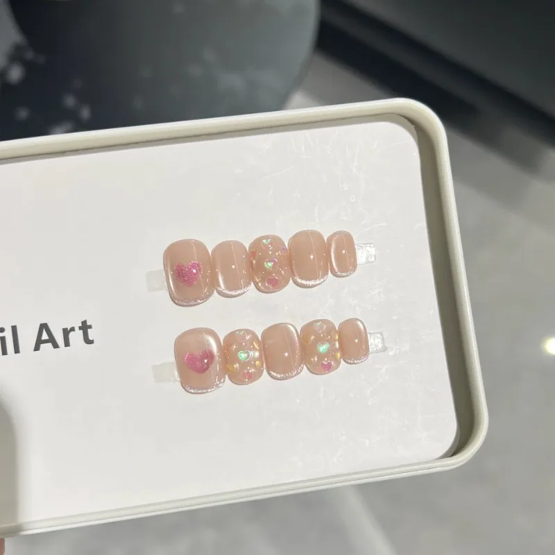 10 قطعة عيون القط الأبيض الفرنسية الأظافر كاذبة Y2k الأبيض ستار نعش اضغط على أظافر قصيرة الترتر مرآة سحرية غطاء كامل الأظافر وهمية نصائح