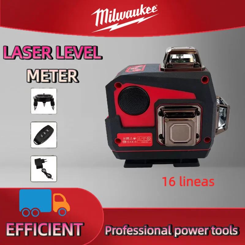 ميلووكي 16 خطوط مستوى الليزر متر القرن وظيفة 360 ° أداة التسوية الذاتية للضوء الأخضر المتقاطع الرأسي والأفقي #5