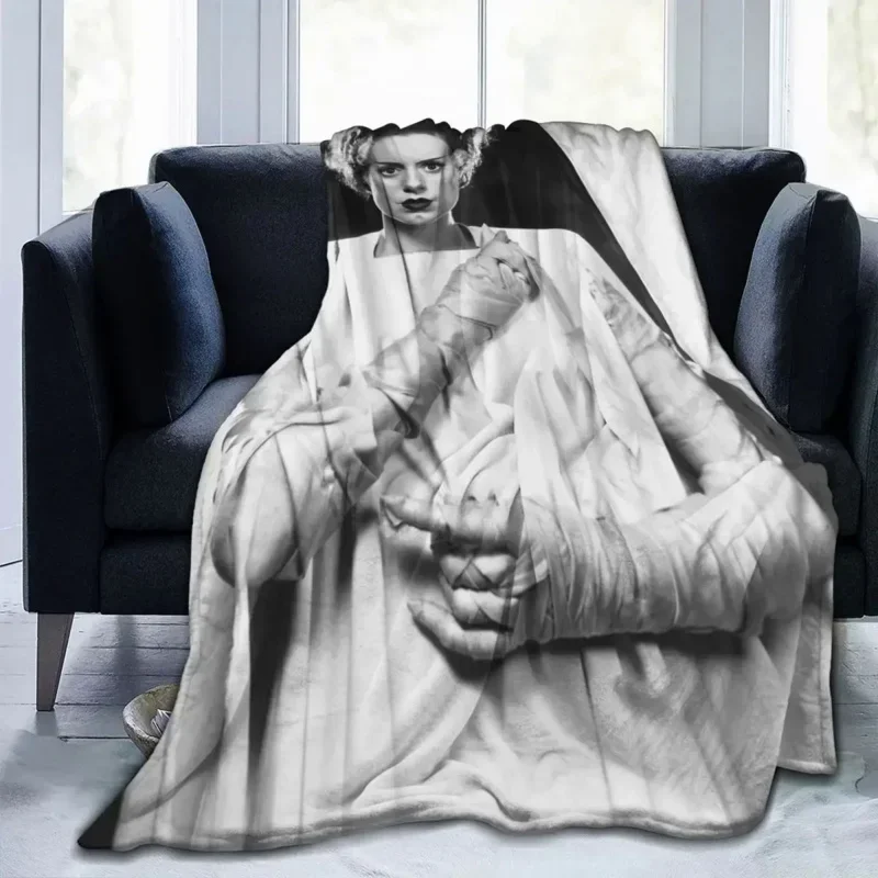 Classic Bride Of Frankenstein Blankets Warm Flannel Horror Film Throw Blanket for Home Bedroom Sofa