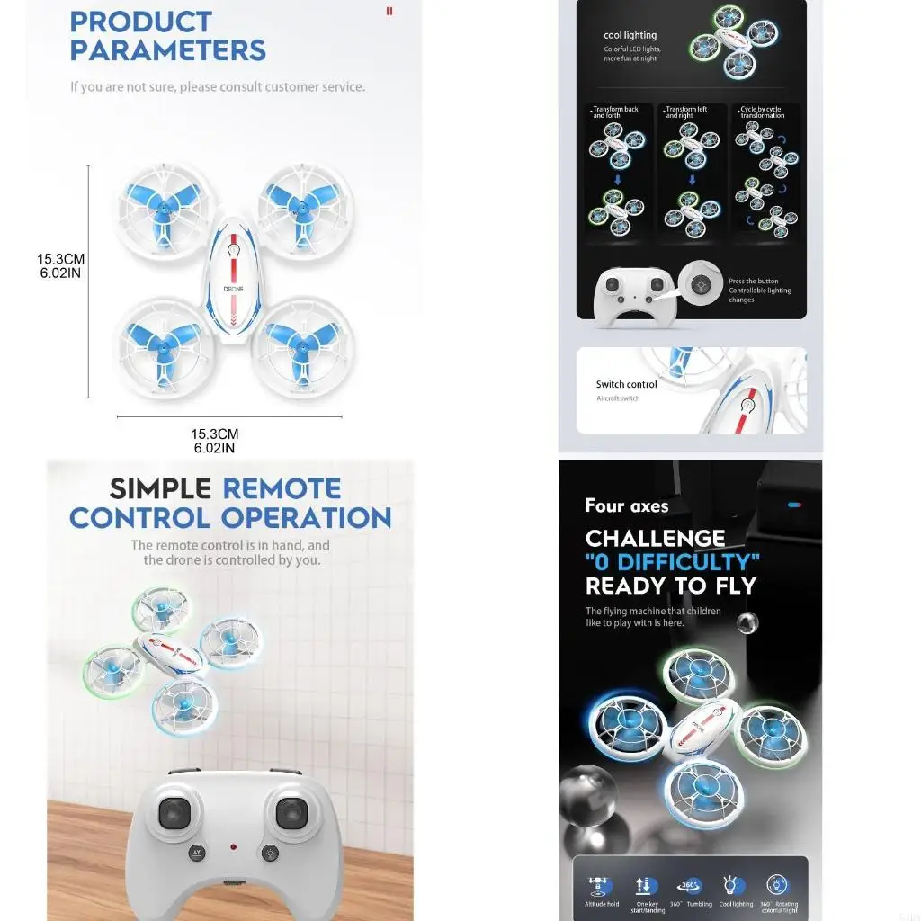 

54DA RC LED Helicopter Aircraft Toy Hold Headless Mode Propeller for Smart Toy Kids Electronic Xmas G