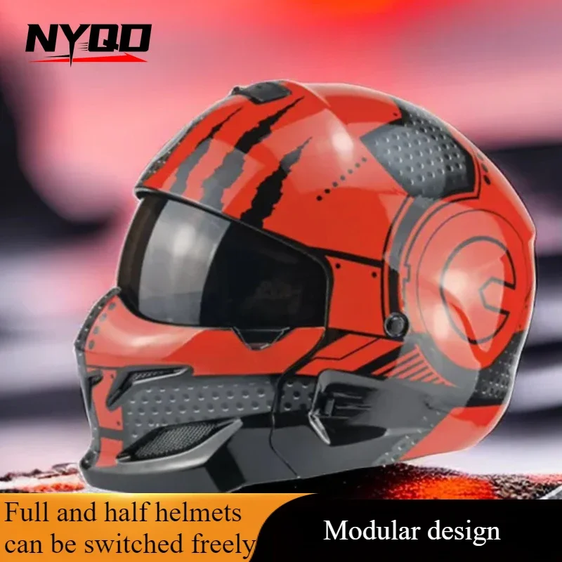 Combination Helmet Detachable Multi-purpose Combination Helmet Motorcycle Locomotive Personality Half Predator Helmet