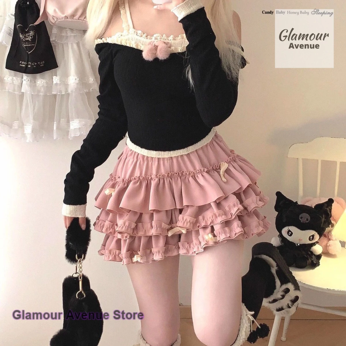 

Korean dopamine design sense three-dimensional lace pink cake fluffy skirt female summer new fashion slim sweet Joker skirt.