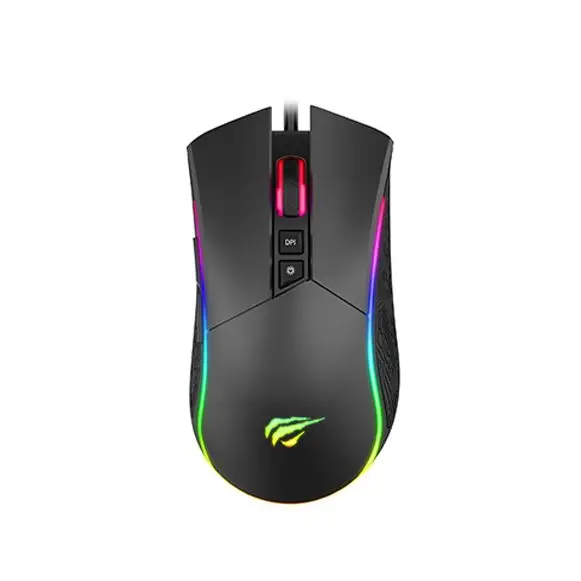 Havit MS1001 Gaming mouse with RGB light, 7 programmable keys, up to 6400 DPI, speed indicators, 16 million light effects, high precision game engine