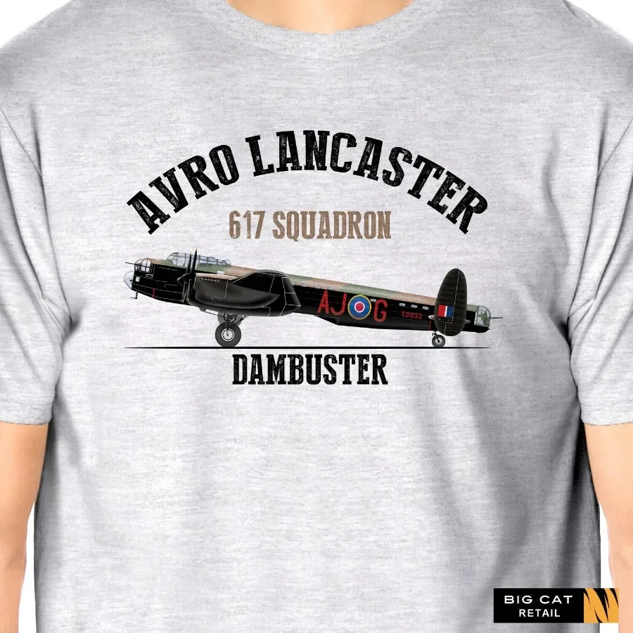 617 Squadron Avro Lancaster Aircraft T-Shirt. Summer Cotton Short Sleeve O-Neck Mens T Shirt New S-3XL