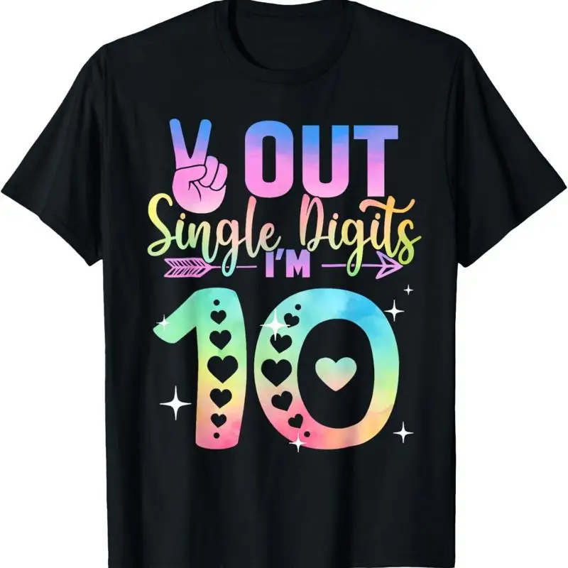 

Peace Out Single Digits Tie Dye 10 Year Old Girl Birthday T Shirt