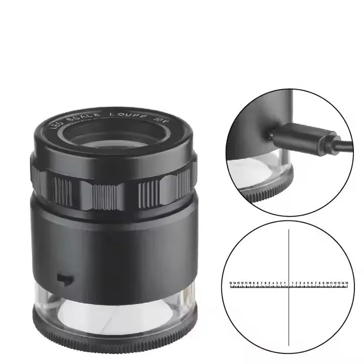 10X LED Scale Focal Handheld Magnifying Glass HD Jewelry Tool Reading Rechargeable Detachable