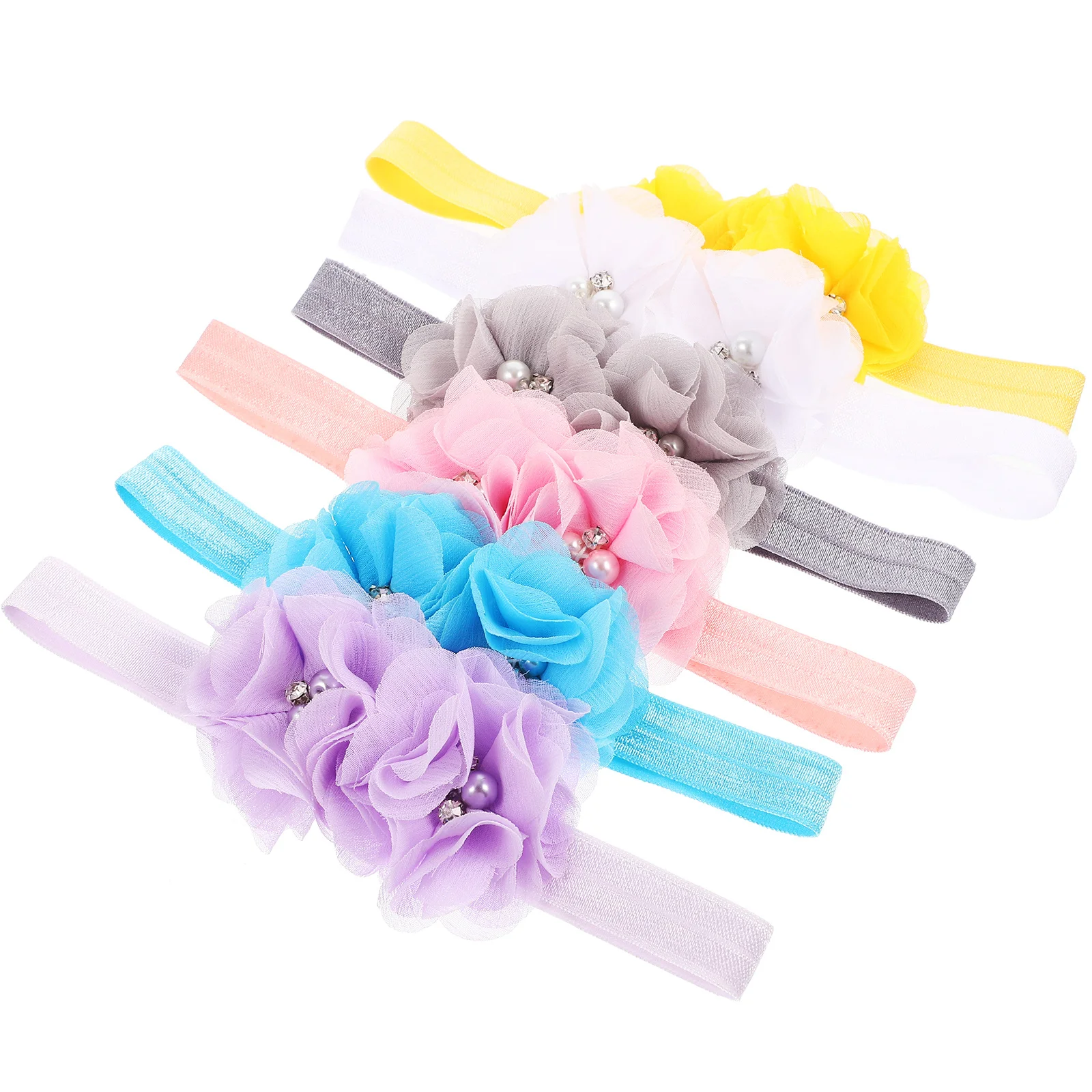 

6Pcs Baby Hair Bands Infant Cloth Headbands Flower Design Elastic Hair Ties for Toddlers Photography Birthday Accessories