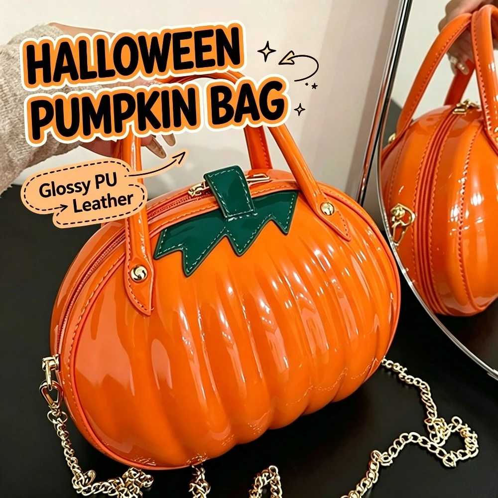 Women Pumpkin-Shaped Handbag Versatile Creative Shoulder Bag Fashion Cute Multifunctional Waterproof Halloween Handbag