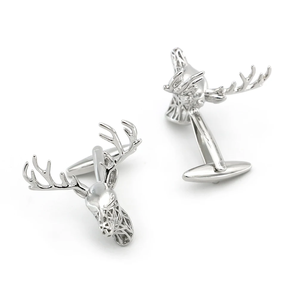 Animal Design Arts Deer Cufflinks For Men Quality Copper Material Silver Color Cuff Links Wholesale&retail