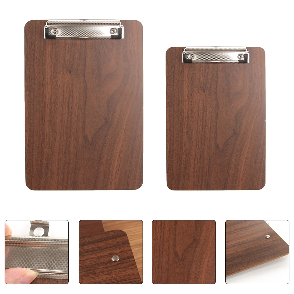 

2 PCS Letter Size Clipboards Menu Folder The Home Recipe Rack Thin Silver Wooden