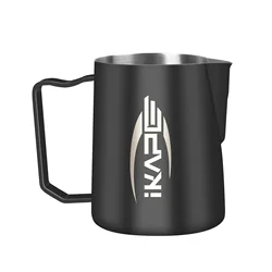 IKAPE Espresso Milk Pitcher V2, Espresso Steaming Pitcher with Sharp Spout for Espresso Barista Tool, 500ml / 600ml (Black)