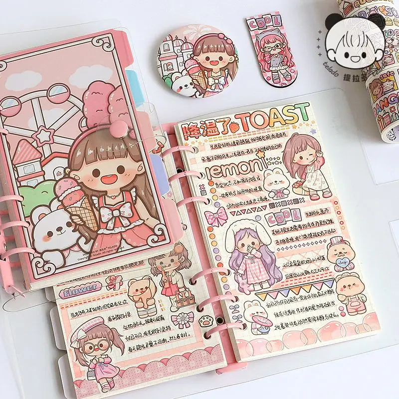 Telado Kawaii Handbook Set Gift Box Cute Handbook Journals Notepad Diário Notebook Simples Student Hand Account Gift