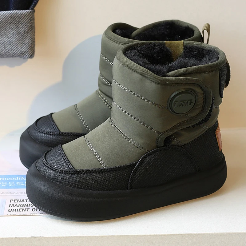 

Outdoor Hiking Snow Boots For Children Thick Warm Winter Cargo Plush Boots Teenager Kid's Padded Boots Winter Warm Cotton Shoes