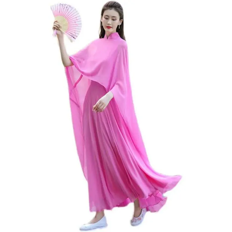 Cloak Style Women\'s Dress Vestidos Chic Summer Fake 2 Pieces Shawl Dress 2023 New Retro Sleeveless Elegant Cheongsam Long Dresse