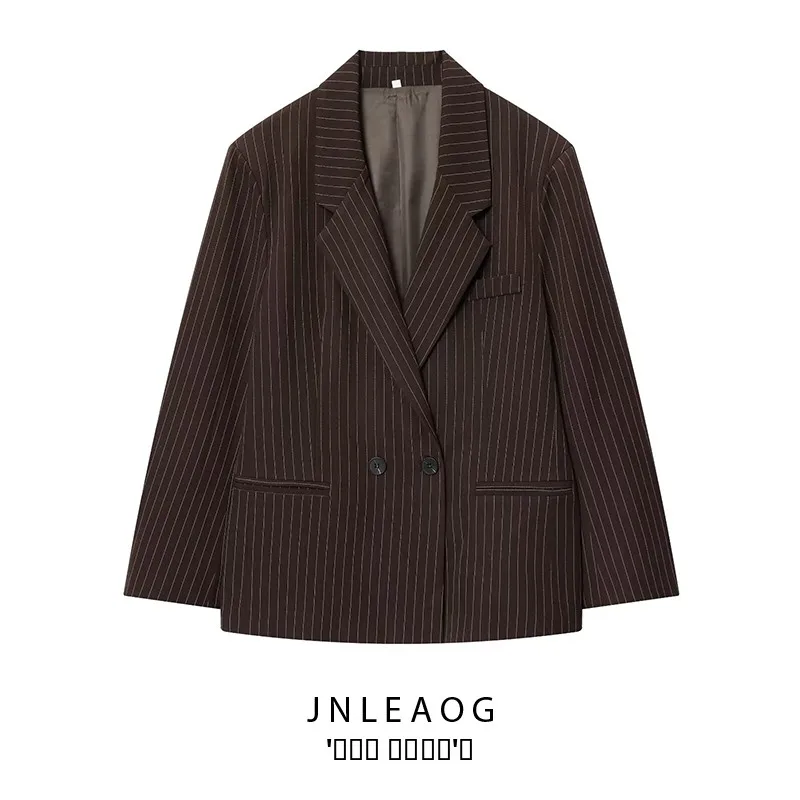 

Faionable Loose Fit Slim Stripe Suit Jaet for Women JNLEAOG Autumn New Arrival Busin Wear Polyester Long Sve